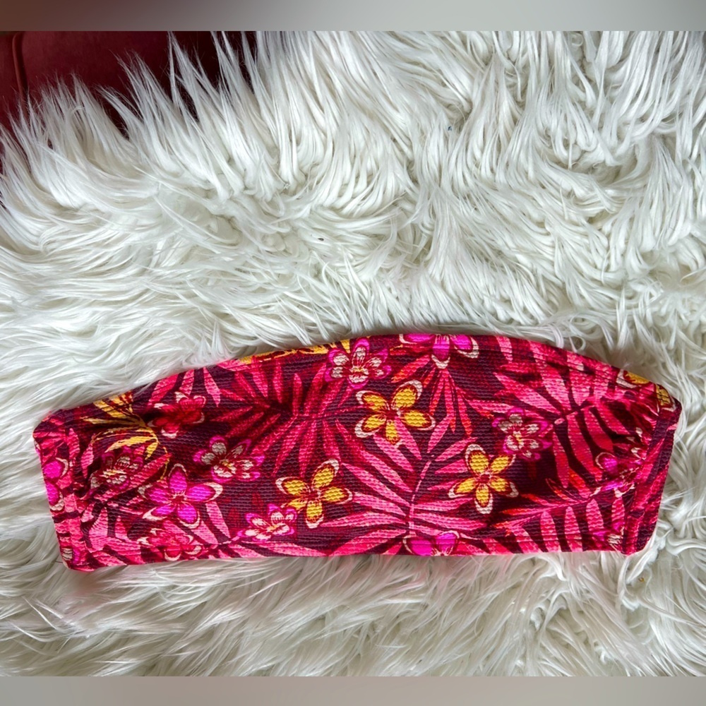 Xhilaration Floral Bandeau Bikini Top M/L Adjustable Strapless Swim Top